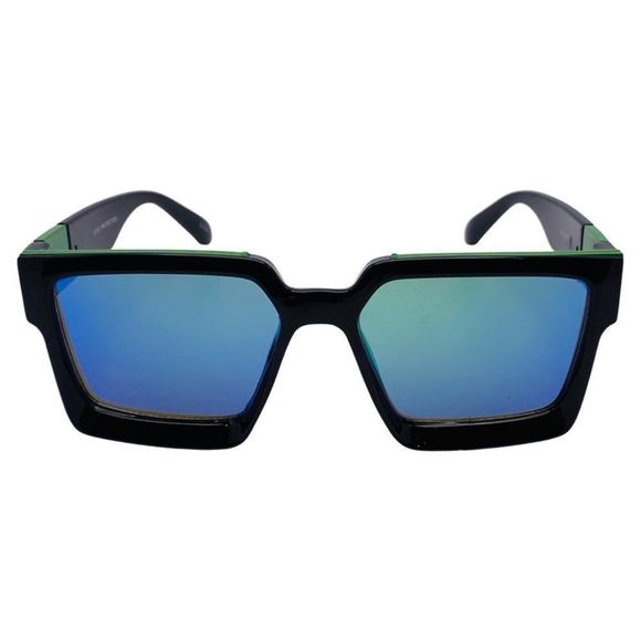 6143 | Green/Black Mirrored Square Sunglasses - Picture 1 of 5